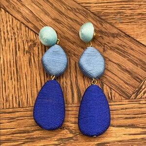 Triple-Tier Gradient Blue Drop Earrings